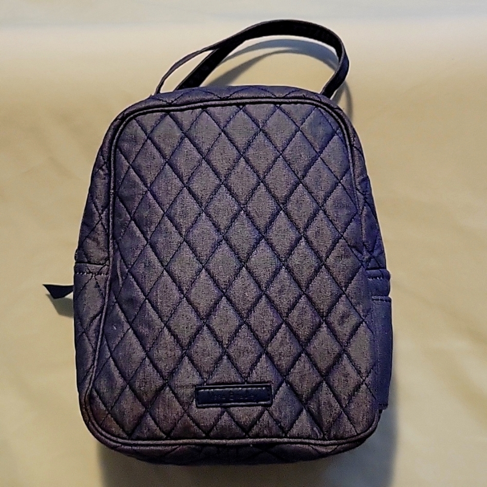 Vera Bradley Lunch Bag. Zip Closure, Blue Quilted, with handles.